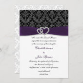 Elegant Purple Damask Diamante Wedding  Invitation (Front/Back)