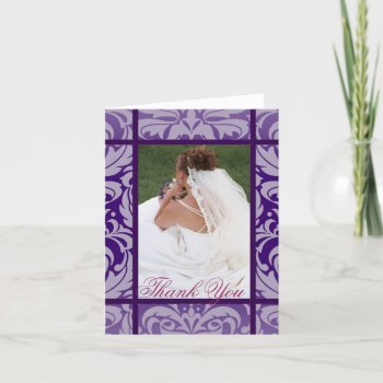 Elegant Purple Damask Floral Bride Thank You Card by TheInspiredEdge at Zazzle
