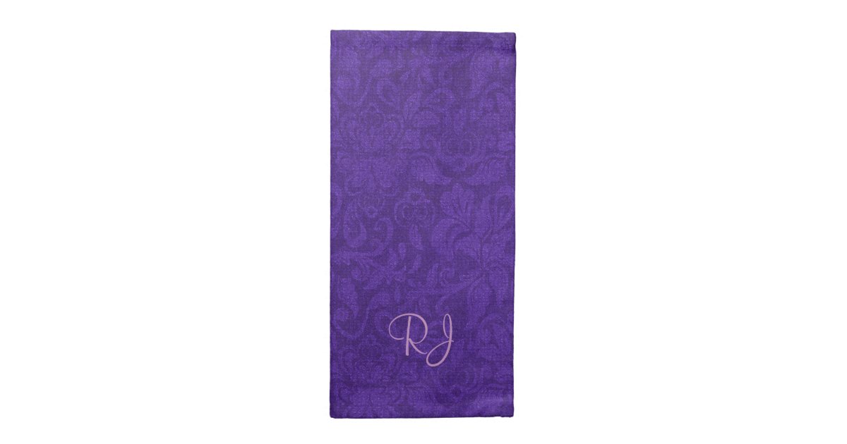 Elegant Purple Damask Monogram Cloth Napkins Zazzle