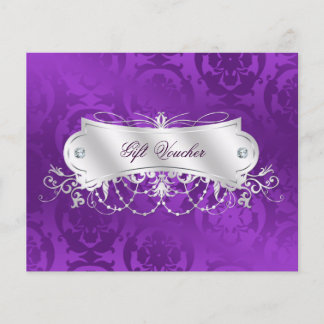 Elegant Purple Damask Swirl Gift Voucher
