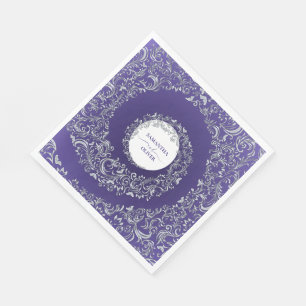 Elegant Purple Damask Wedding Napkins