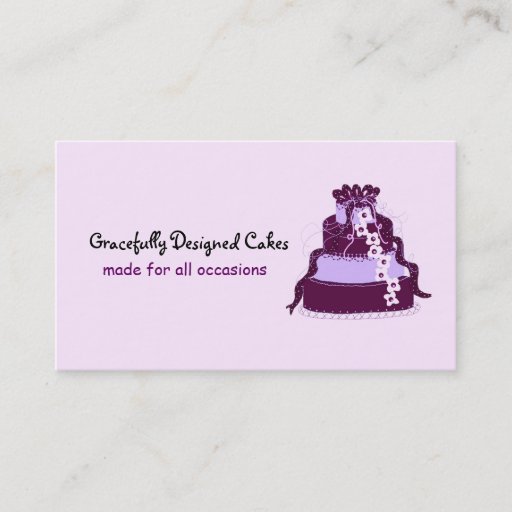 Customizable Elegant  Purple Designer Cake Business Card