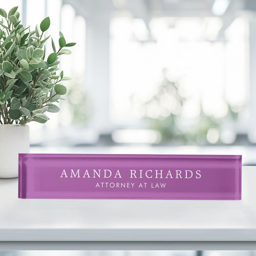 Elegant purple desk name plate