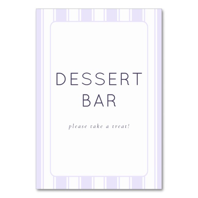 Elegant Purple Dessert Bar Sign Table Number (Front)