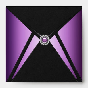 Elegant Purple Diamond Black Envelope