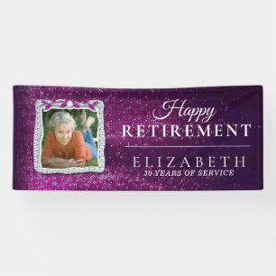 Elegant Purple Diamond Frame Retirement Party  Banner