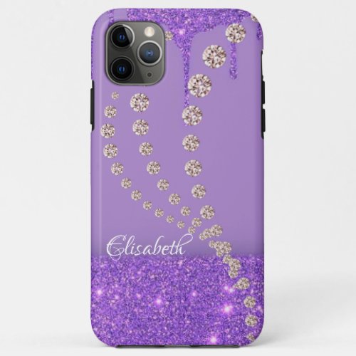 Elegant Purple Diamond Personalised Name  iPhone 11 Pro Max Case