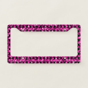 Elegant Purple Diamond Sparkle Gems Glam Custom License Plate Frame