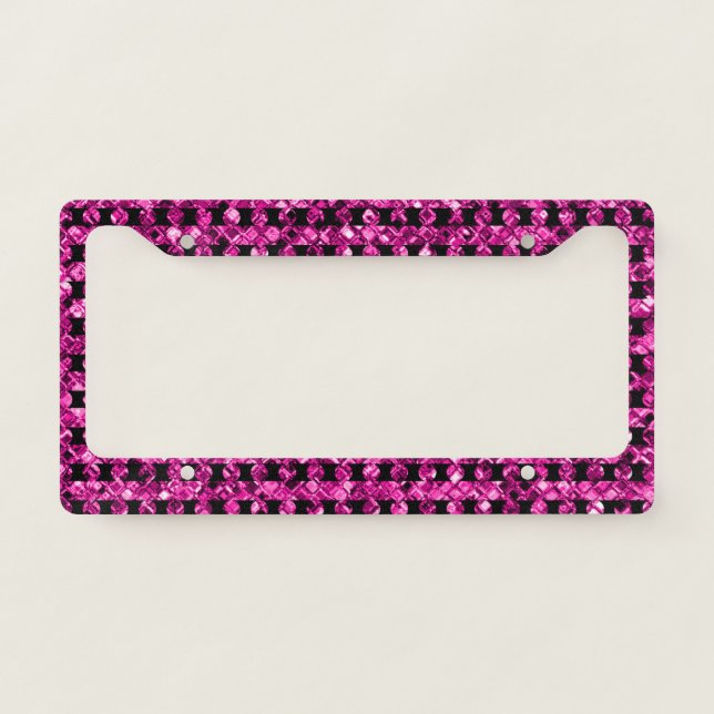 Elegant Purple Diamond Sparkle Gems Glam Custom License Plate Frame (Front)