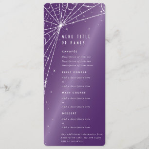 Elegant Purple Diamond Spider Web Flat 4 Course Menu