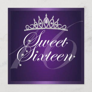 Elegant Purple Diamond Tiara Birthday Invitation