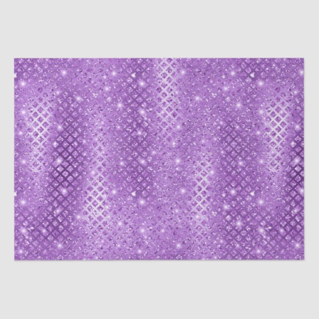 Elegant Purple Diamonds Metallic Glitter Pattern Tissue Paper (Front)