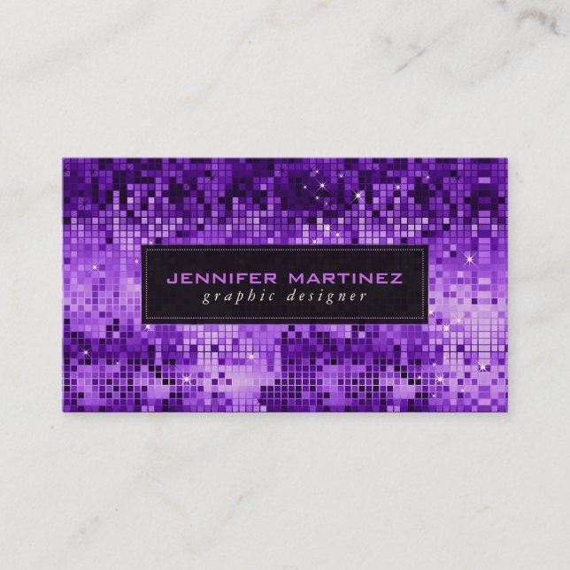 Elegant Purple Disco Ball Glitter & Sparkles Business Card (Front)