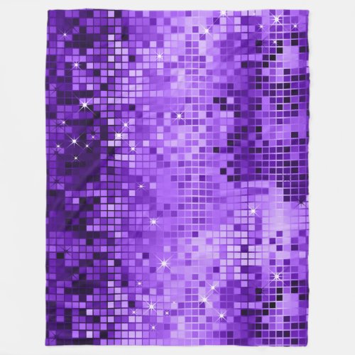 Elegant Purple Disco Glitter Retro Design Fleece Blanket