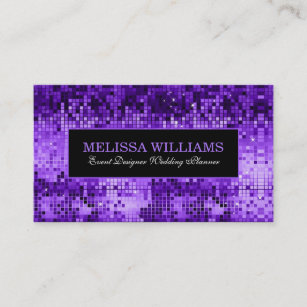 Elegant Purple Disco Glitter Texture Pattern Business Card