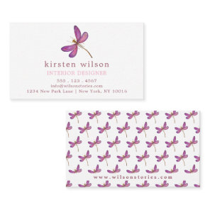 Elegant Purple Dragonfly Pattern Business Card