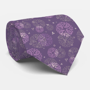 Elegant Purple Ethnic Circle Motif Neck Tie