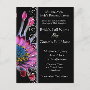 Elegant Purple Exotic Daisy Wedding Invitation