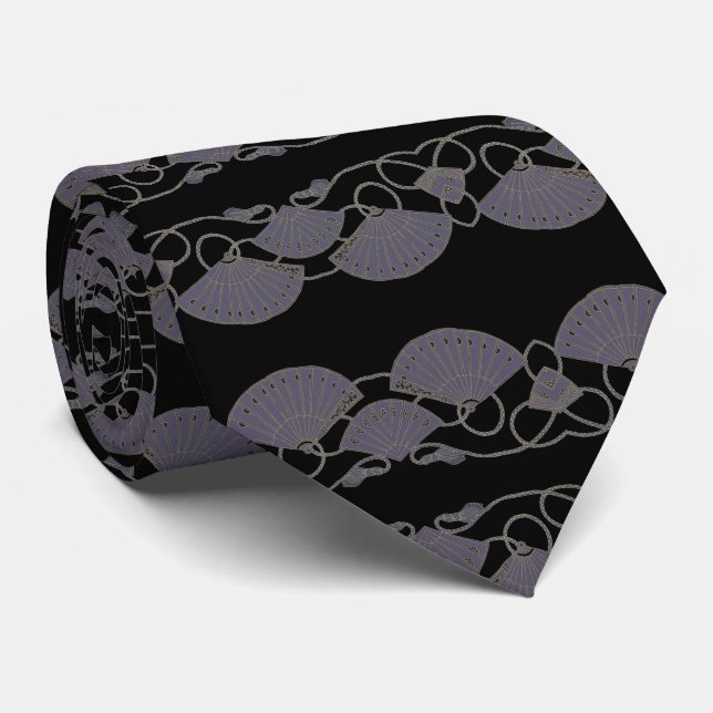 Elegant Purple Fan Neck Tie (Rolled)