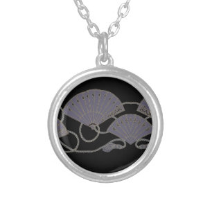 Elegant Purple Fan Silver Plated Necklace