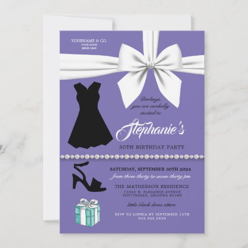 Elegant Purple Fashion Tiffany Birthday Invitation