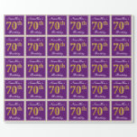 [ Thumbnail: Elegant, Purple, Faux Gold 70th Birthday + Name Wrapping Paper ]