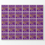 [ Thumbnail: Elegant, Purple, Faux Gold 82nd Birthday + Name Wrapping Paper ]