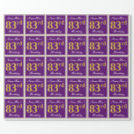 [ Thumbnail: Elegant, Purple, Faux Gold 83rd Birthday + Name Wrapping Paper ]
