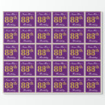 [ Thumbnail: Elegant, Purple, Faux Gold 88th Birthday + Name Wrapping Paper ]