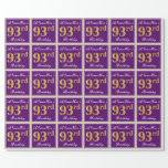 [ Thumbnail: Elegant, Purple, Faux Gold 93rd Birthday + Name Wrapping Paper ]