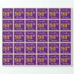 [ Thumbnail: Elegant, Purple, Faux Gold 98th Birthday + Name Wrapping Paper ]