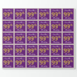[ Thumbnail: Elegant, Purple, Faux Gold 99th Birthday + Name Wrapping Paper ]