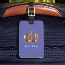 Elegant Purple Faux Gold Crown  Luggage Tag