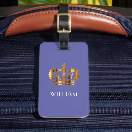 Elegant Purple Faux Gold Crown  Luggage Tag