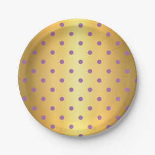 elegant purple faux gold polka dots paper plates