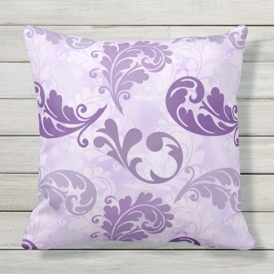 Elegant Purple Feathers Pattern Outdoor Pillow