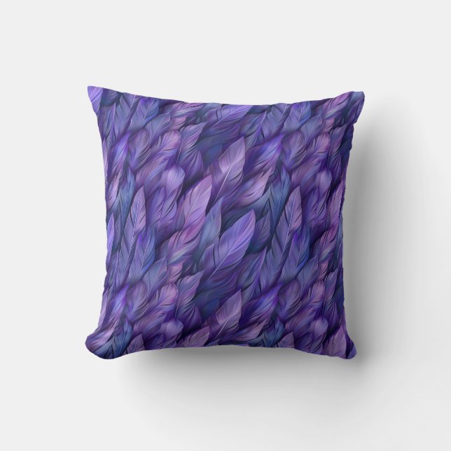 Elegant purple feathers pattern throw pillow (Front)