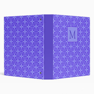 Elegant Purple Filigree Pattern Monogram 3 Ring Binder
