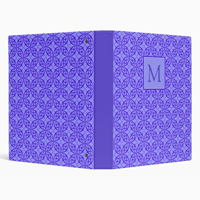 Elegant Purple Filigree Pattern Monogram 3 Ring Binder (Background)