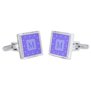 Elegant Purple Filigree Pattern Monogram Cufflinks