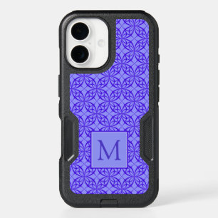 Elegant Purple Filigree Pattern Monogram iPhone 16 Case
