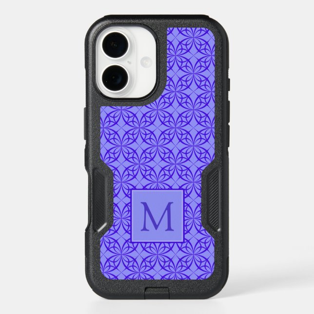 Elegant Purple Filigree Pattern Monogram Otterbox iPhone Case (Back)