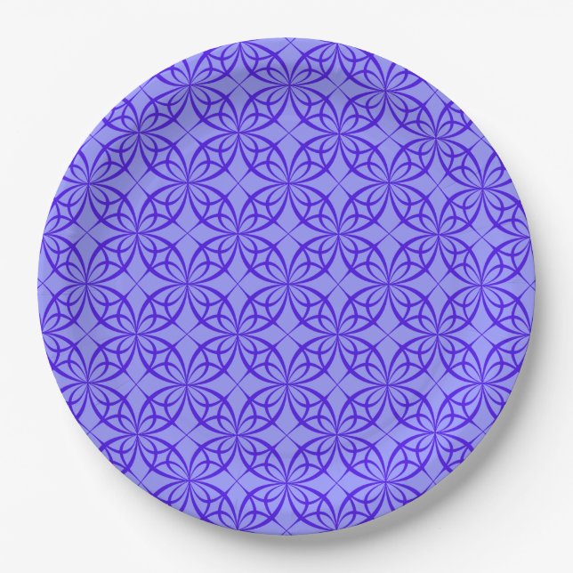 Elegant Purple Filigree Pattern Paper Plates (Front)