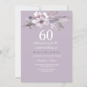 Elegant Purple Floral 60th Birthday Party Invite (Front)