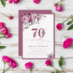 Elegant Purple Floral 70th Birthday Invitation<br><div class="desc">Step into a world of timeless elegance with our “Elegant Purple Floral 70th Birthday Invitation.” This design is a masterpiece of grace and sophistication, celebrating the beauty of a life well lived and the promise of a meaningful celebration. A watercolor bouquet of watercolor purple roses takes center stage, each petal...</div>