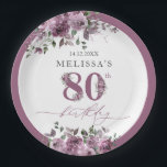 Elegant Purple Floral 80th Birthday Paper Plates<br><div class="desc">Elegant Purple Floral 80th Birthday Paper Plates. Matching items are available.</div>