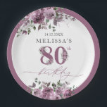 Elegant Purple Floral 80th Birthday Paper Plates<br><div class="desc">Elegant Purple Floral 80th Birthday Paper Plates. Matching items are available.</div>