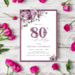 Elegant Purple Floral 80th Birthday Party Invitation<br><div class="desc">Step into a world of timeless elegance with our “Elegant Purple Floral 80th Birthday Party Invitation.” This design is a masterpiece of grace and sophistication, celebrating the beauty of a life well lived and the promise of a meaningful celebration. A watercolor bouquet of watercolor purple roses takes center stage, each...</div>