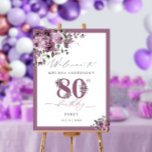 Elegant Purple Floral 80th Birthday Welcome Foam Board<br><div class="desc">Elegant Purple Floral 80th Birthday Welcome Foam Board. Matching items available.</div>