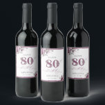 Elegant Purple Floral 80th Birthday Wine Label<br><div class="desc">Elegant Purple Floral 80th Birthday Wine Label.  Matching items are available.</div>